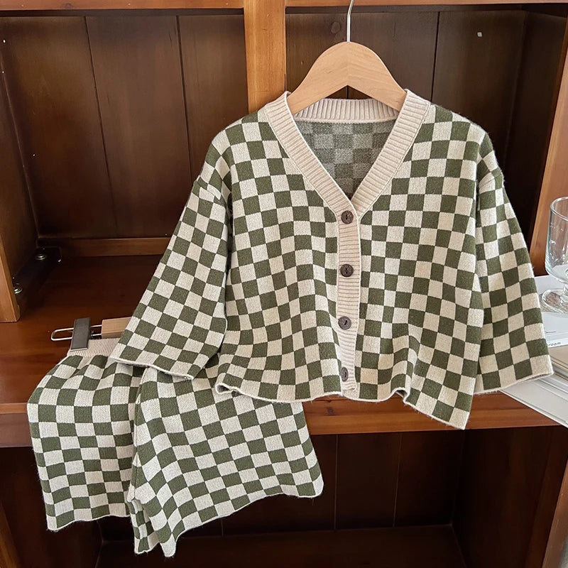 Boys Plaid and Striped Knit Set