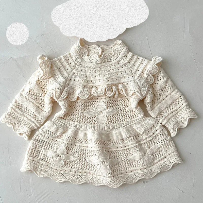 Girls Knit Romper Dress and Sweater