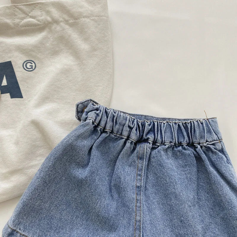 Denim Elastic Waist Skort