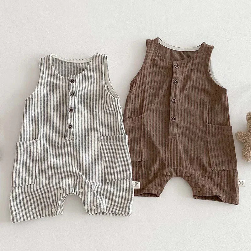 Sleeveless Cotton Striped Romper