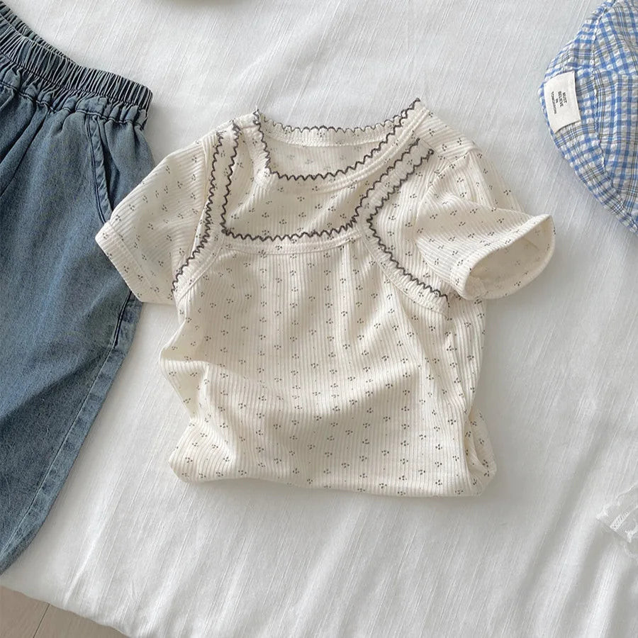 Cotton Floral Mock Layered T-shirt
