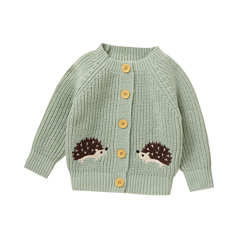 Hedgehog Embroidery Knit Cardigan