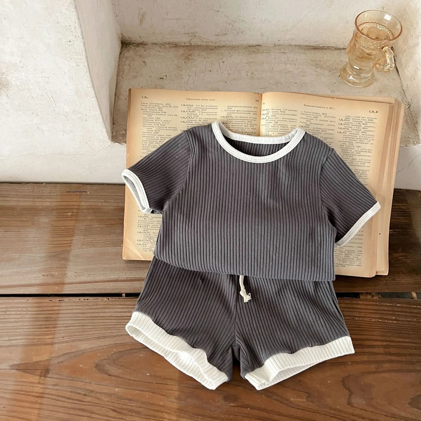 Boys Ribbed Short Sleeve Set