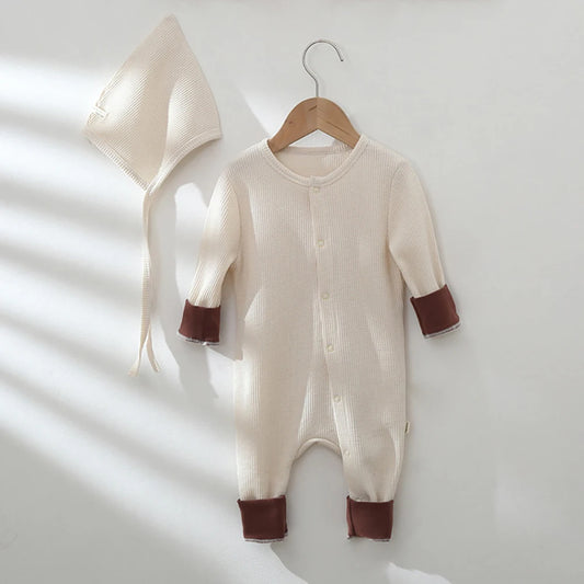 Brown Knit Jumpsuit and Hat