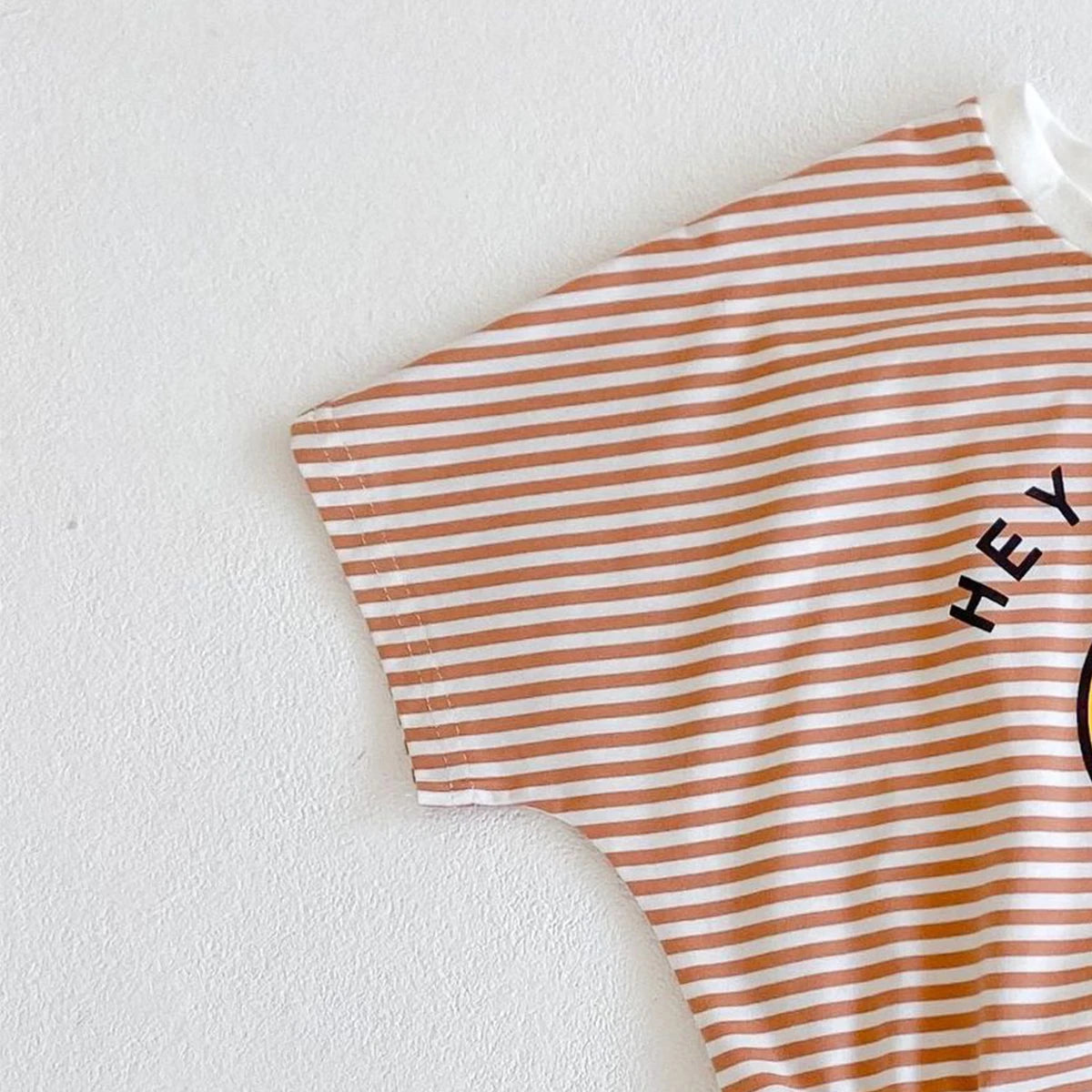 Smiley Face Printed Striped Cotton Romper