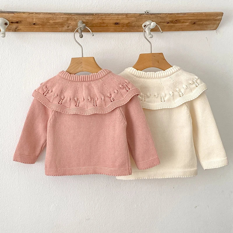 Thick Ruffled Collar Knit Cardigan