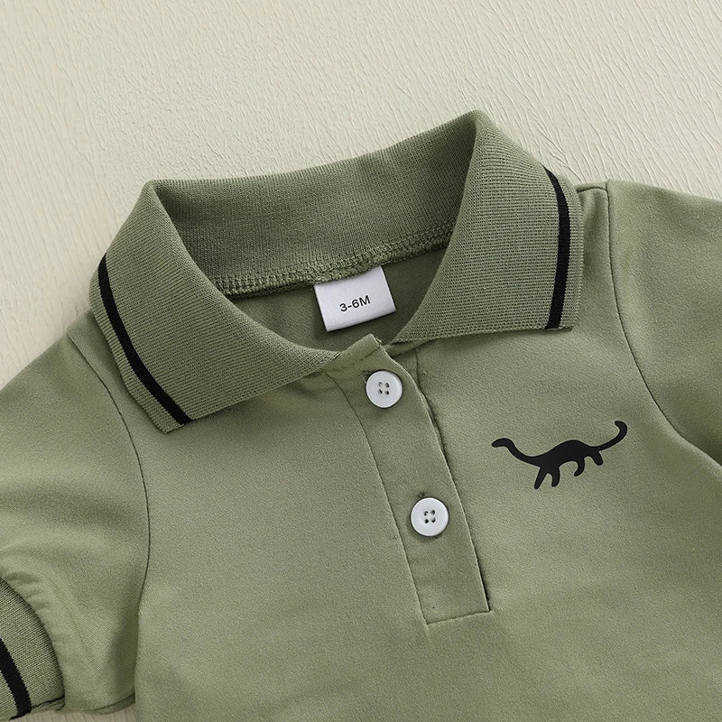 Dinosaur Button-Up Collared Romper