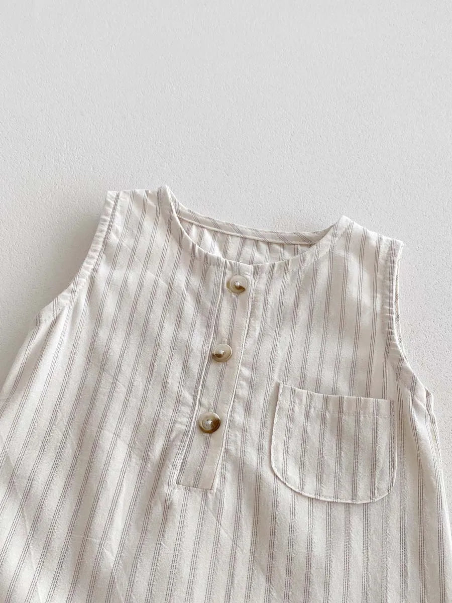 Striped Sleeveless Romper and Hat