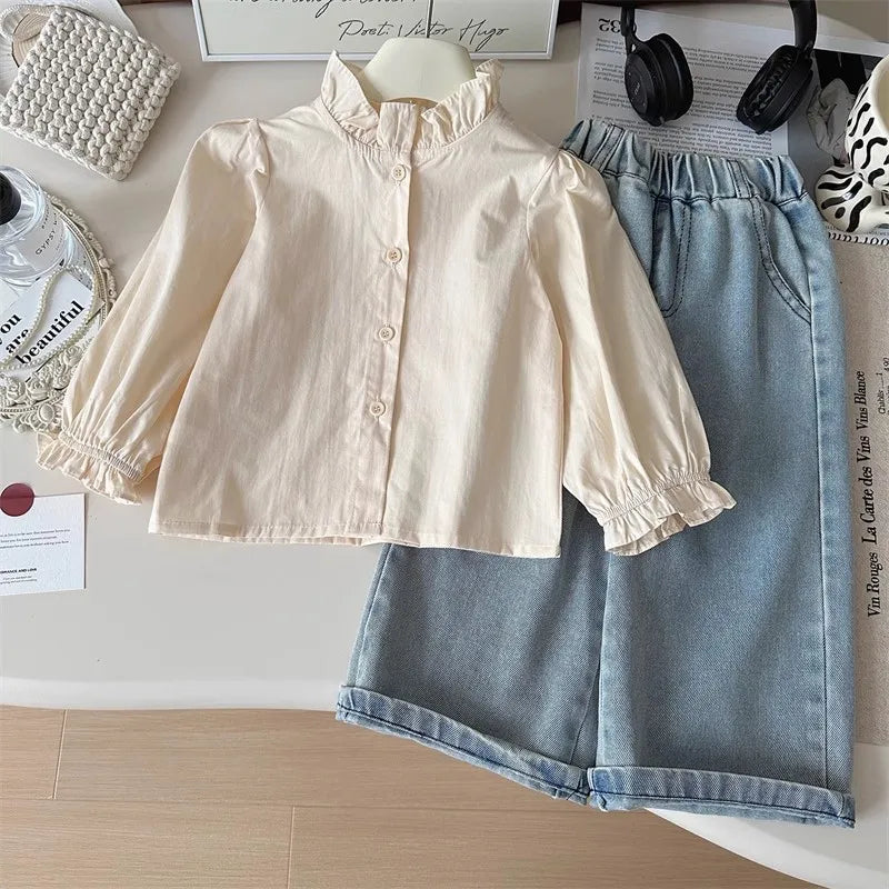 Girls Cowboy Vest Wide Leg Pants Set