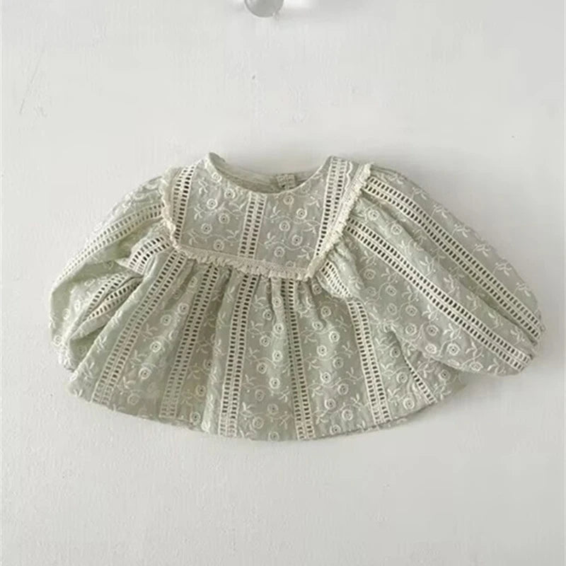 Lace Puff Sleeve Ruched Blouse