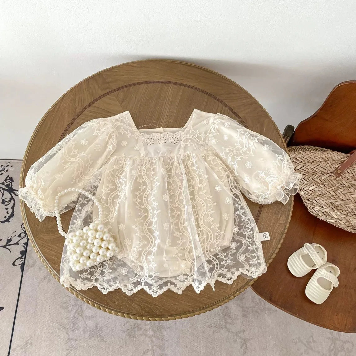 Floral Embroidery Mesh Princess Romper Dress