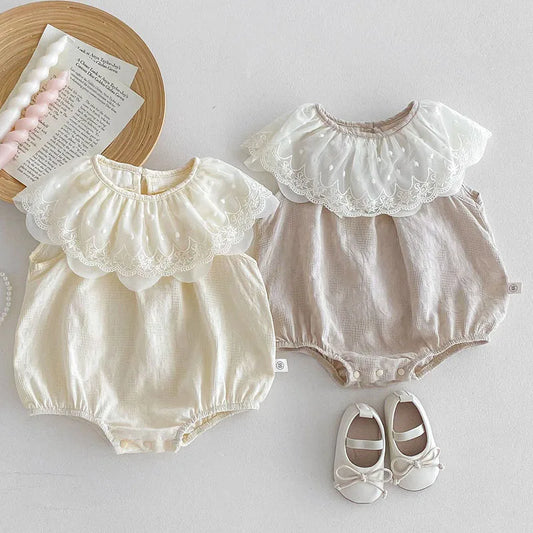 Sleeveless Lace Splicing Romper