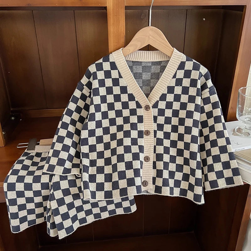 Boys Plaid and Striped Knit Set