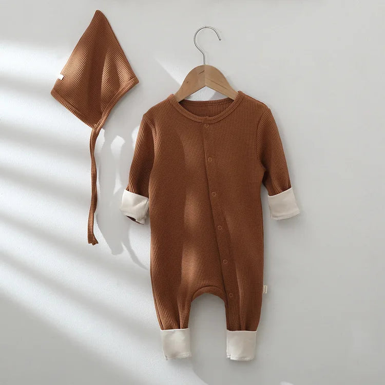 Brown Knit Jumpsuit and Hat
