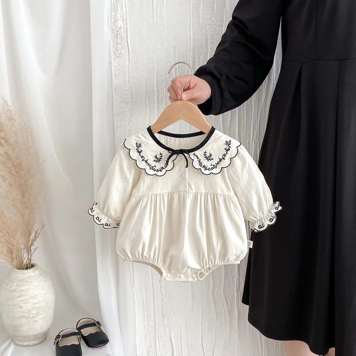 Black Bow Long Sleeve Sweet Romper