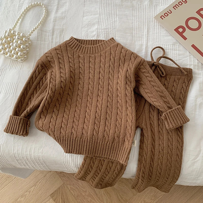 Unisex Solid Color Knit Set