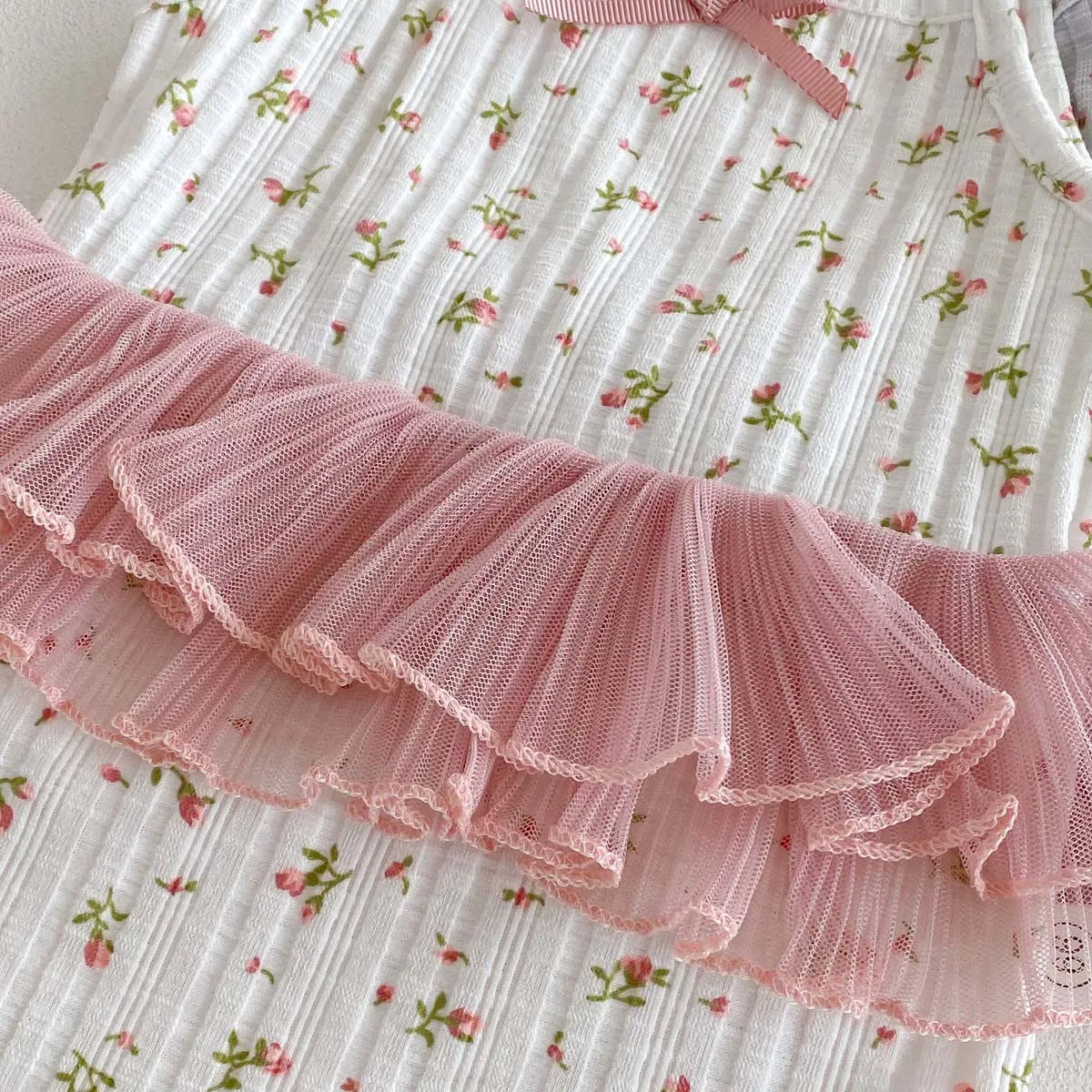 Floral Lace Stitching Bow Sling Bodysuit