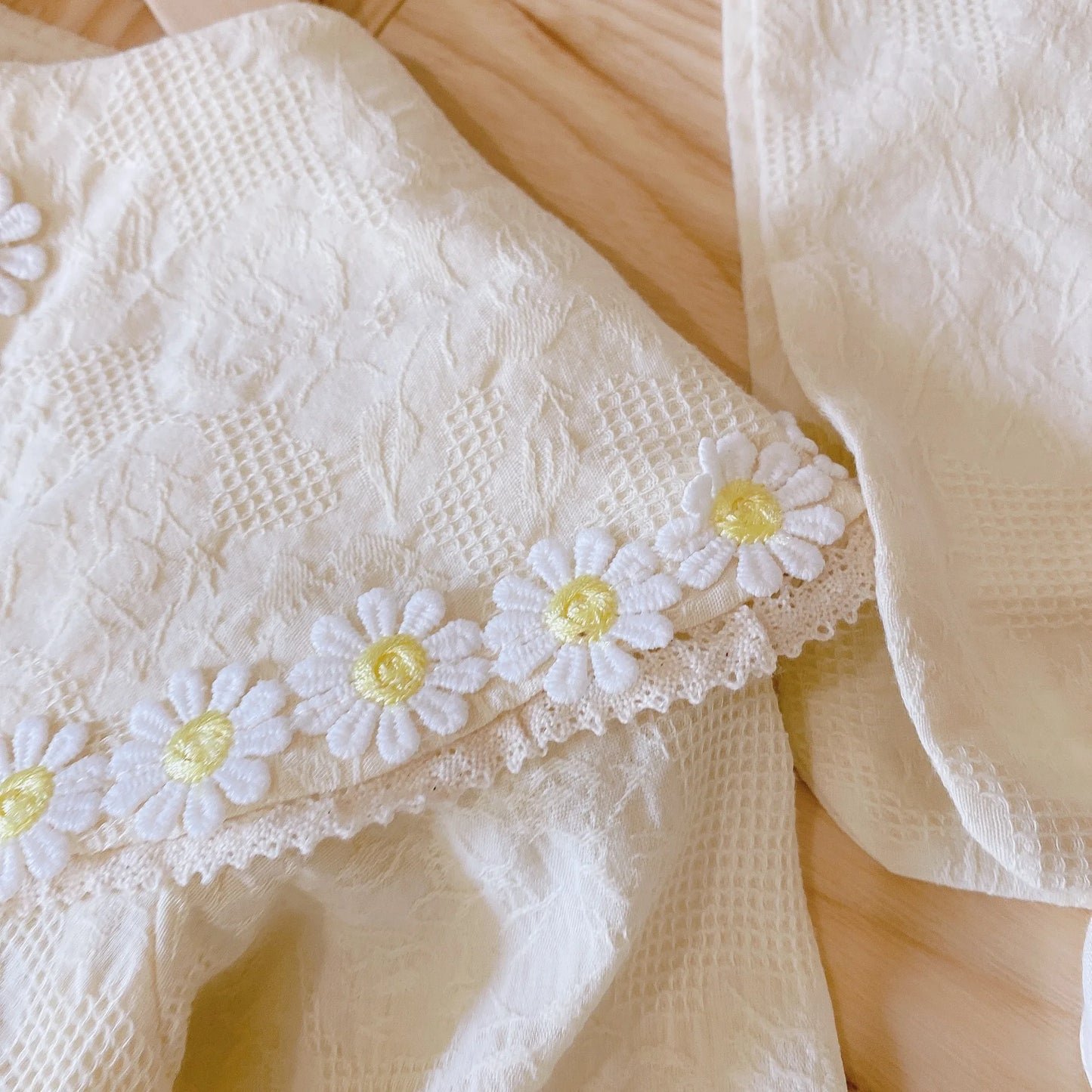 Daisy Embroidery Big Collar Romper and Hat