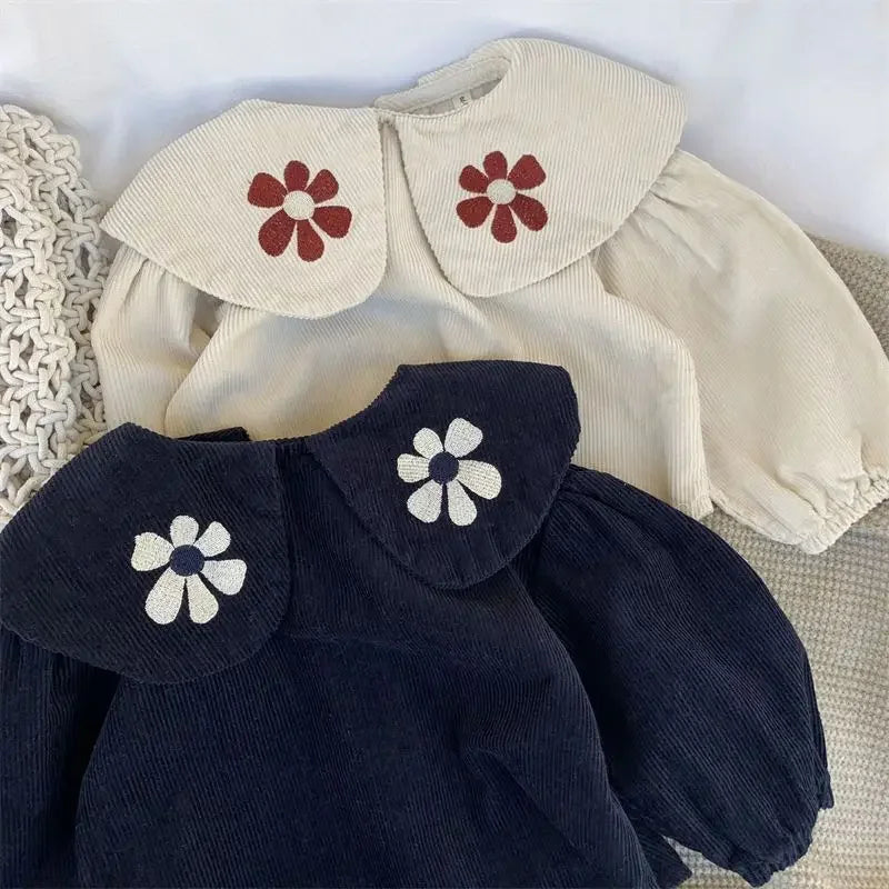 Big Collar Floral Embroidery Blouse