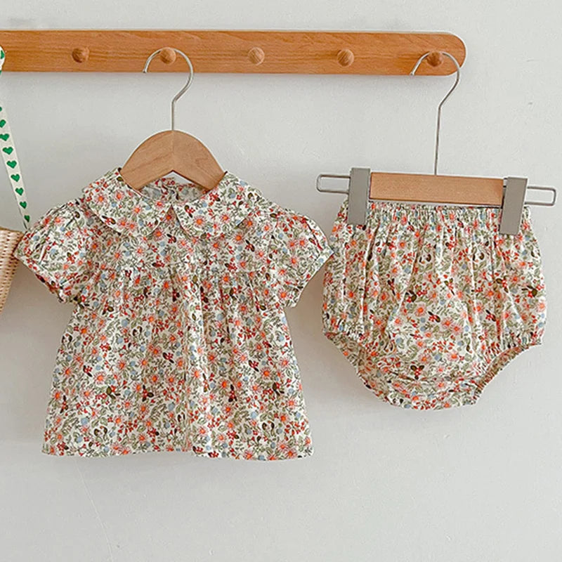 Girls Floral Short Sleeve Set