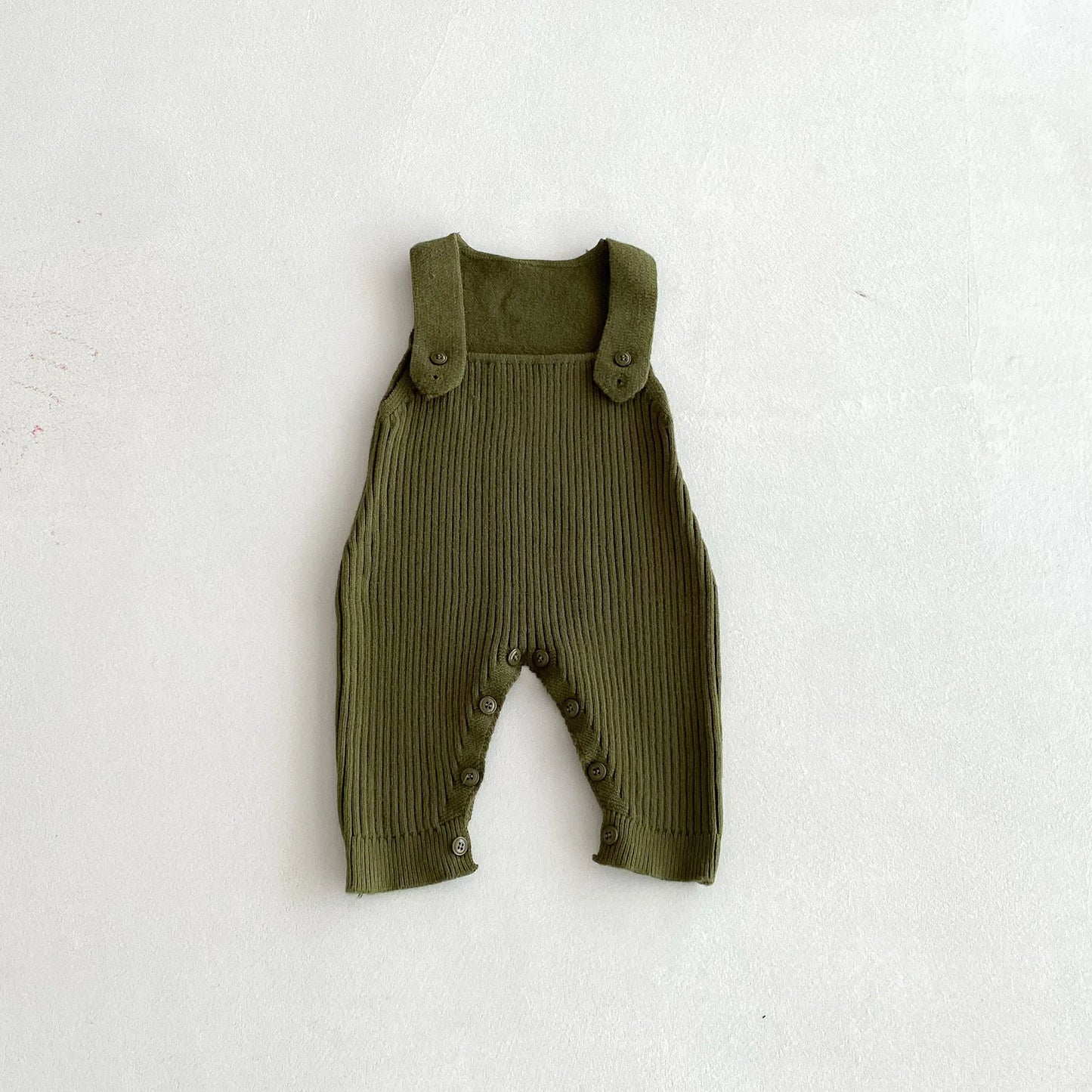 Ribbed Knit Snap Button Overalls