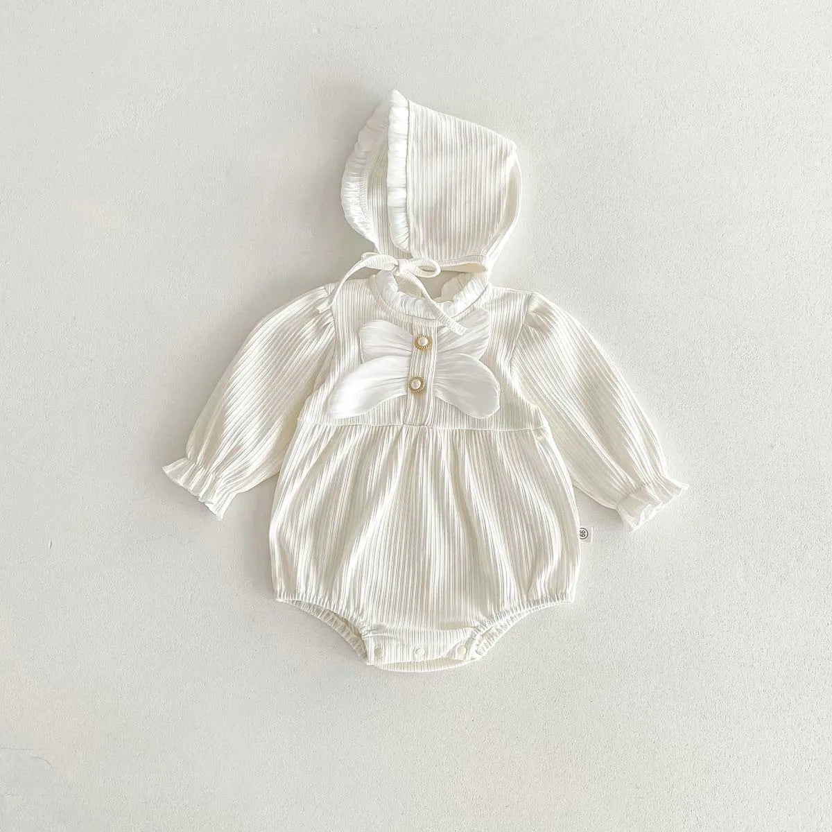 Big Bow Standing Collar Romper and Hat