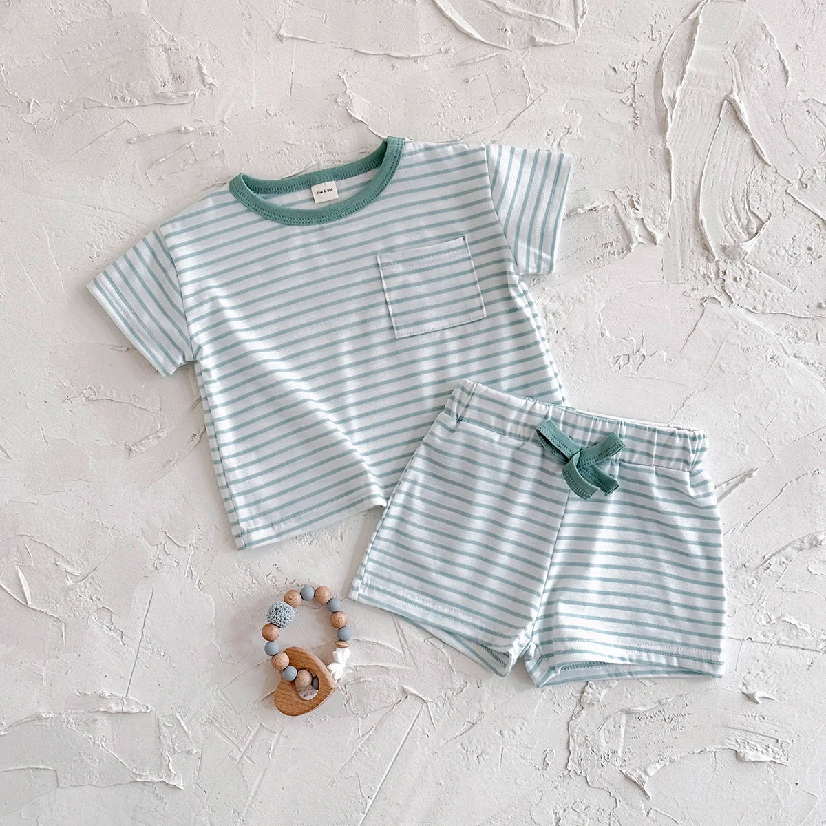 Light Green Striped Pocket Set