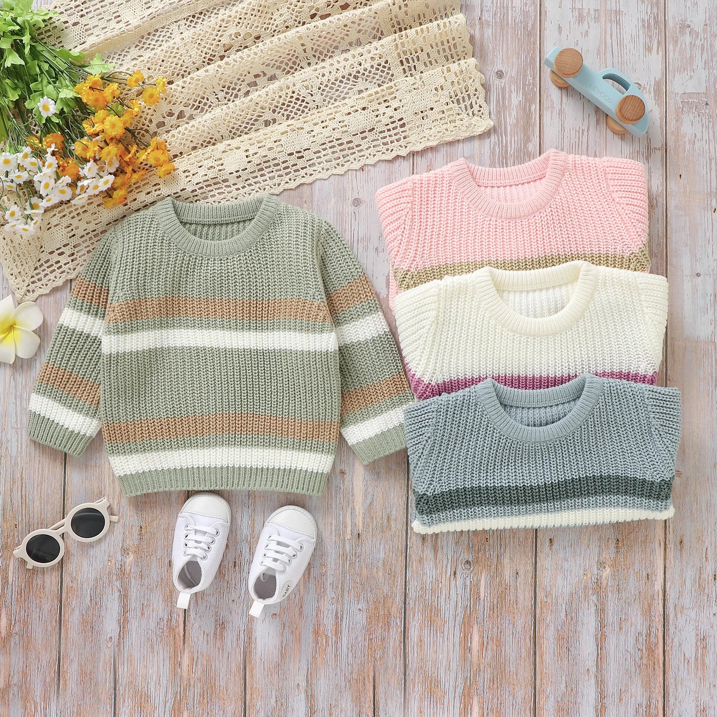 Colourful Striped Chunky Knit Sweater