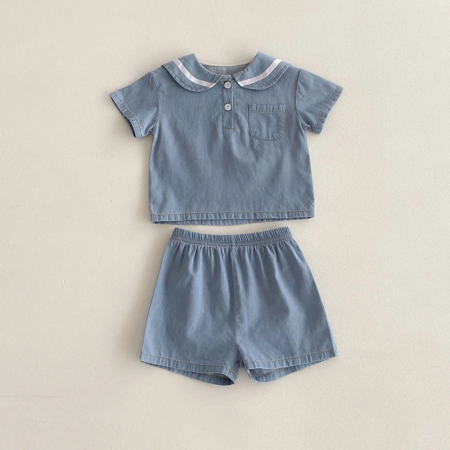 Collared Denim Set