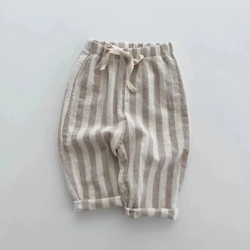 Unisex Striped Linen Cotton Pants