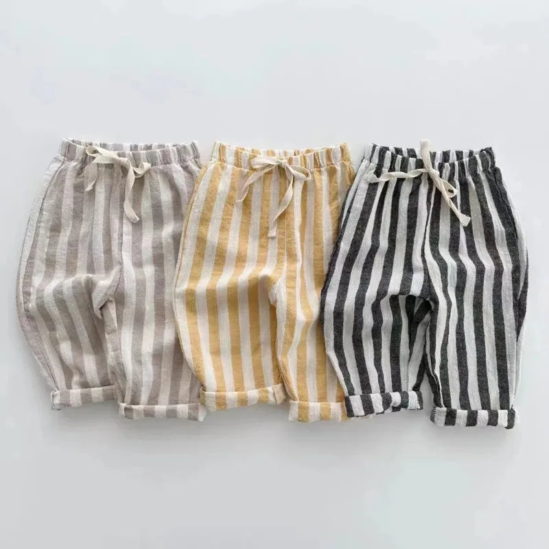 Unisex Striped Linen Cotton Pants