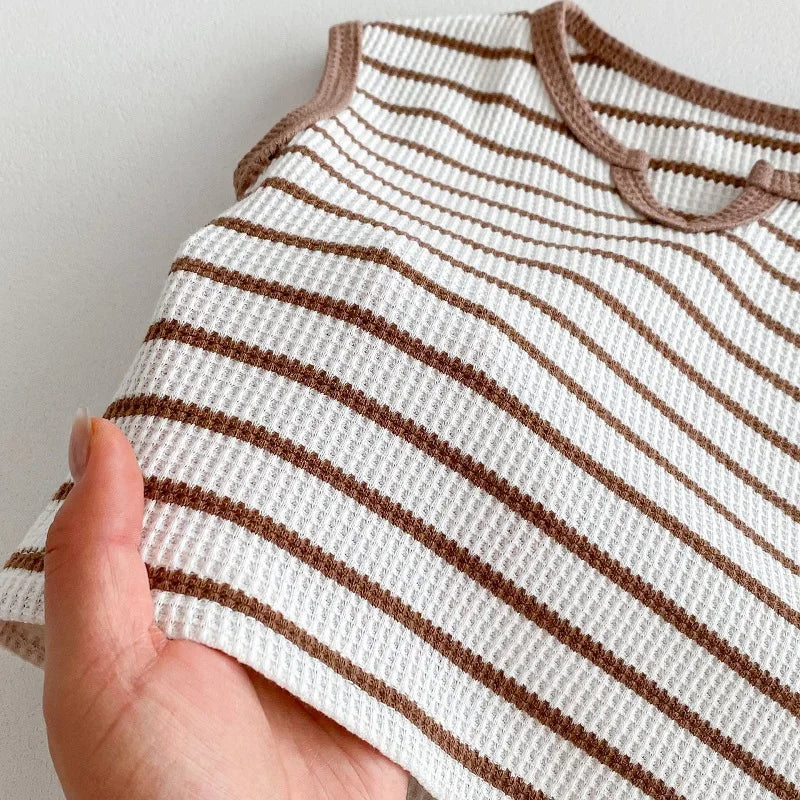 Ribbed Striped Vest Set