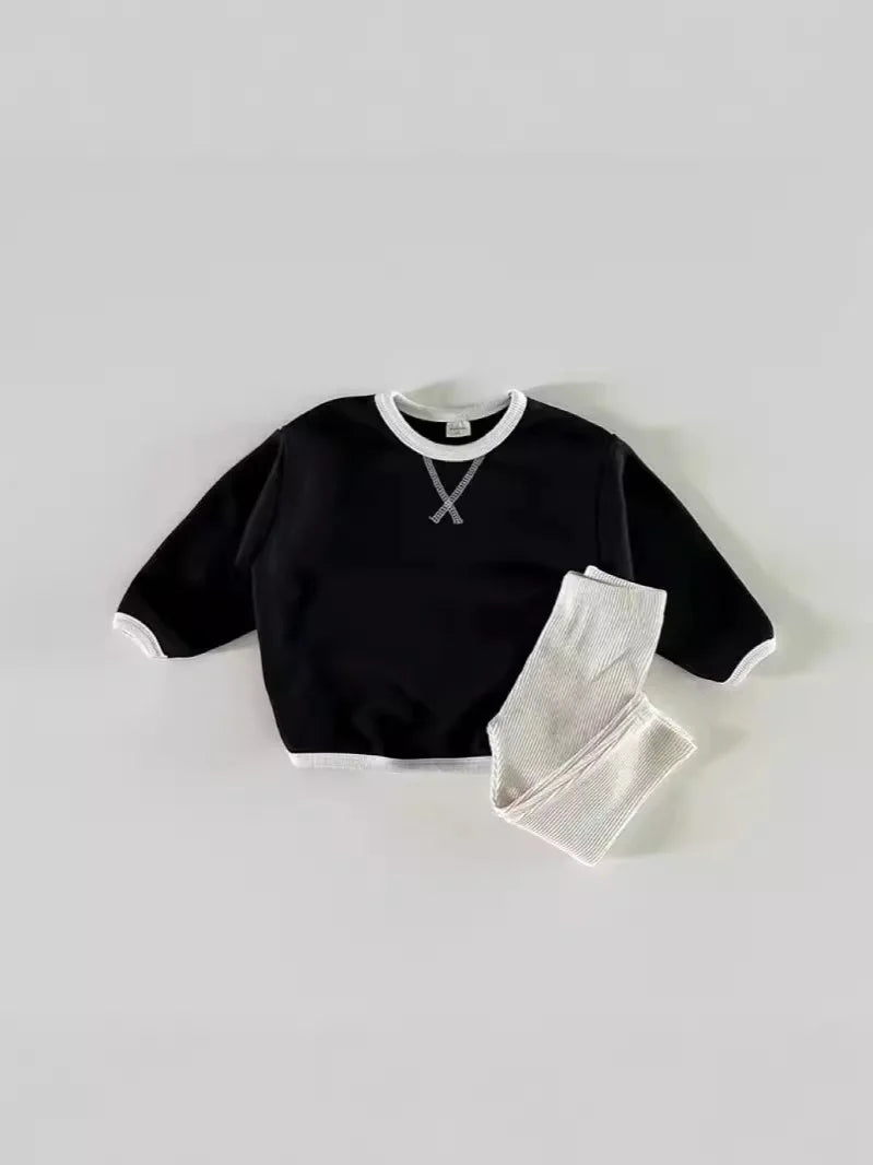 Black and White Versatile Rib Knit Set