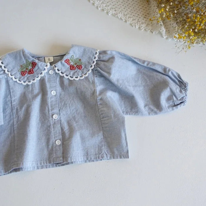 Strawberry Cotton Collar Laced Blouse
