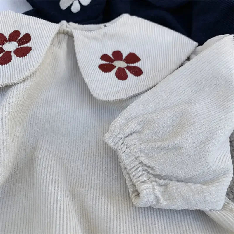 Big Collar Floral Embroidery Blouse
