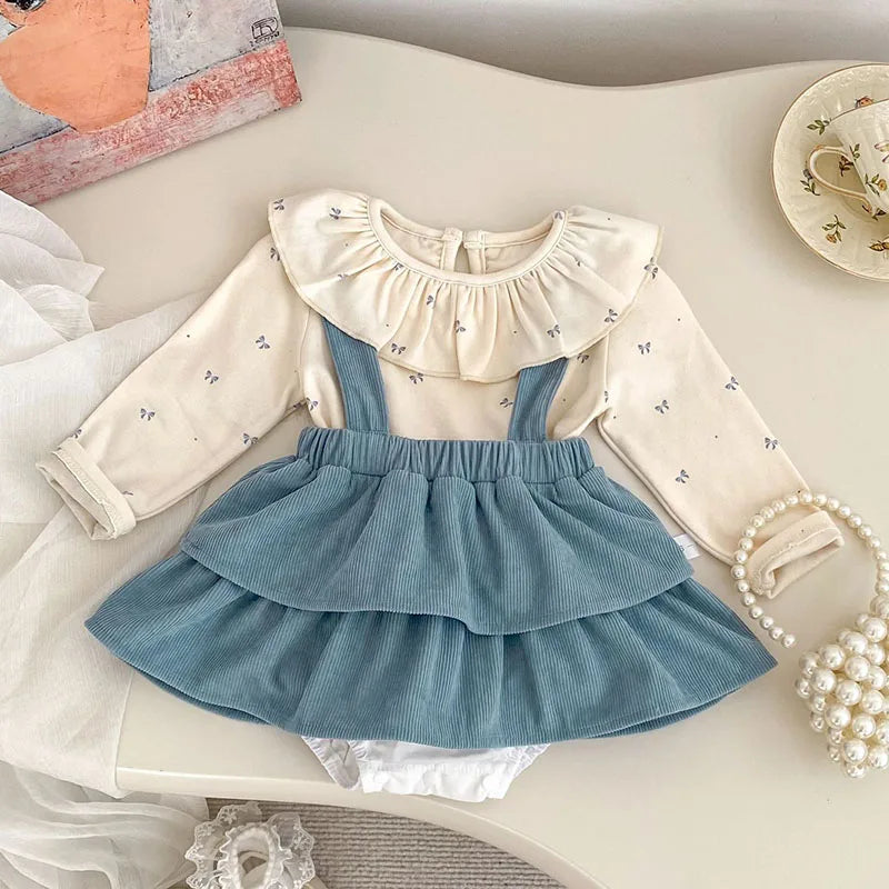Blue Butterfly Shirt and Strap Bloomer