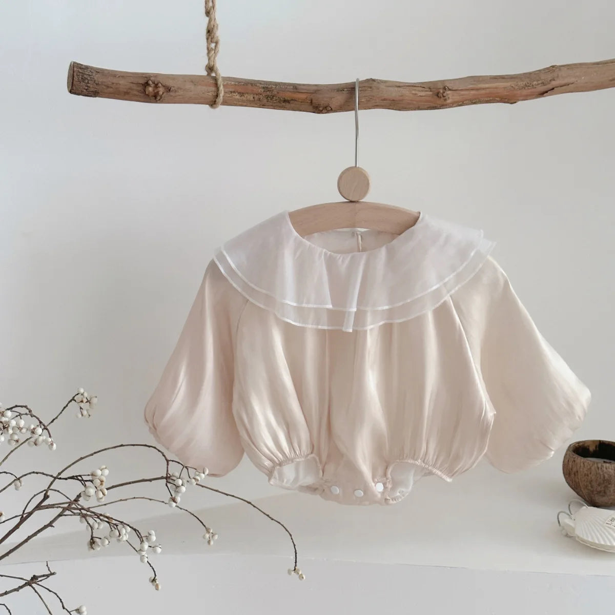 Apricot Mesh Collar Romper