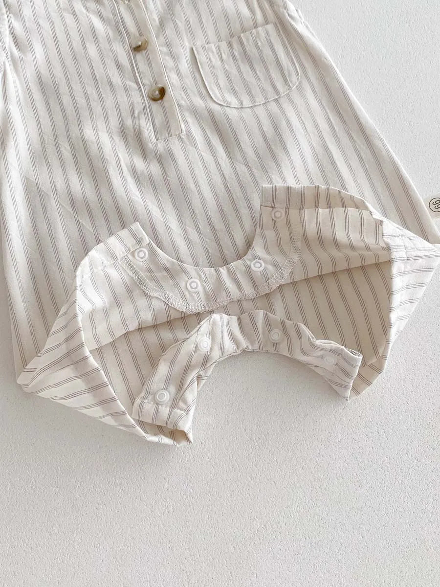 Striped Sleeveless Romper and Hat