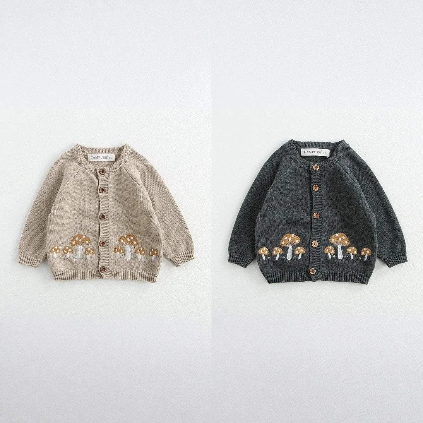 Mushroom Embroidery Knit Cardigan