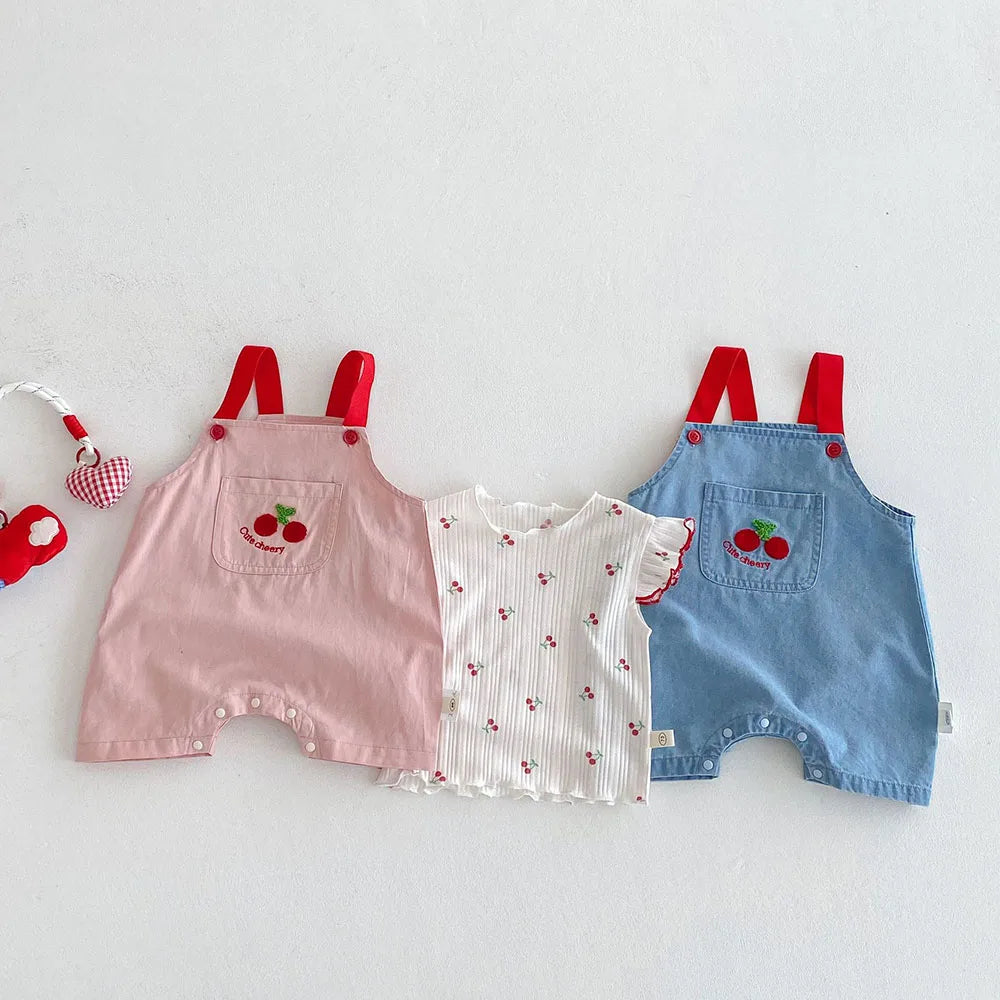 Red Cherry Overalls and T-shirt