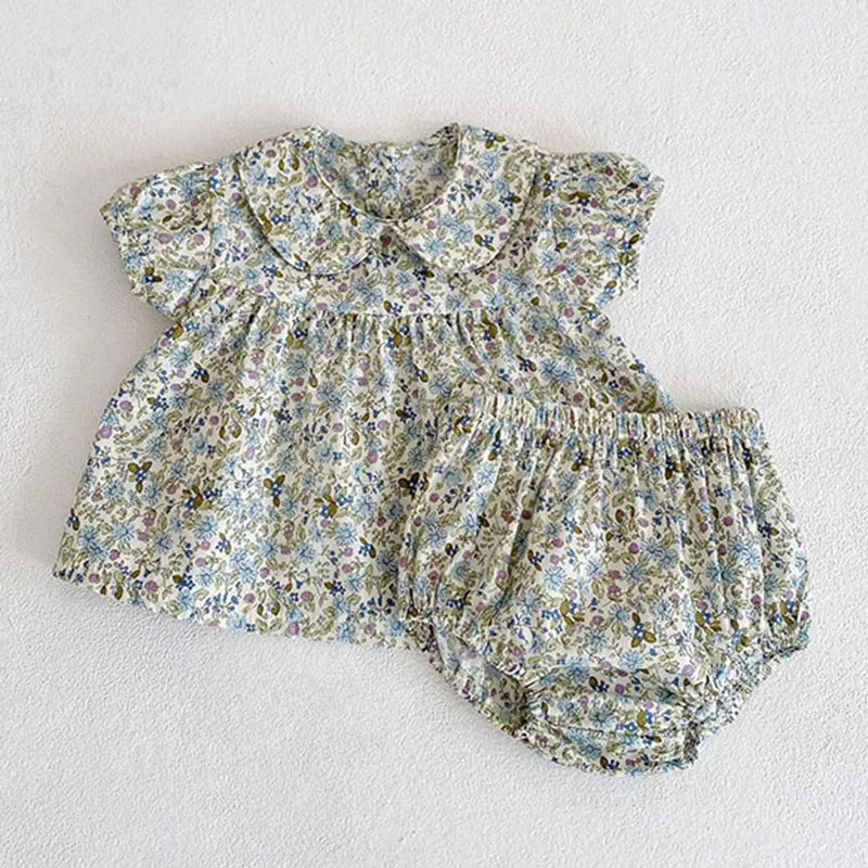 Girls Floral Short Sleeve Set