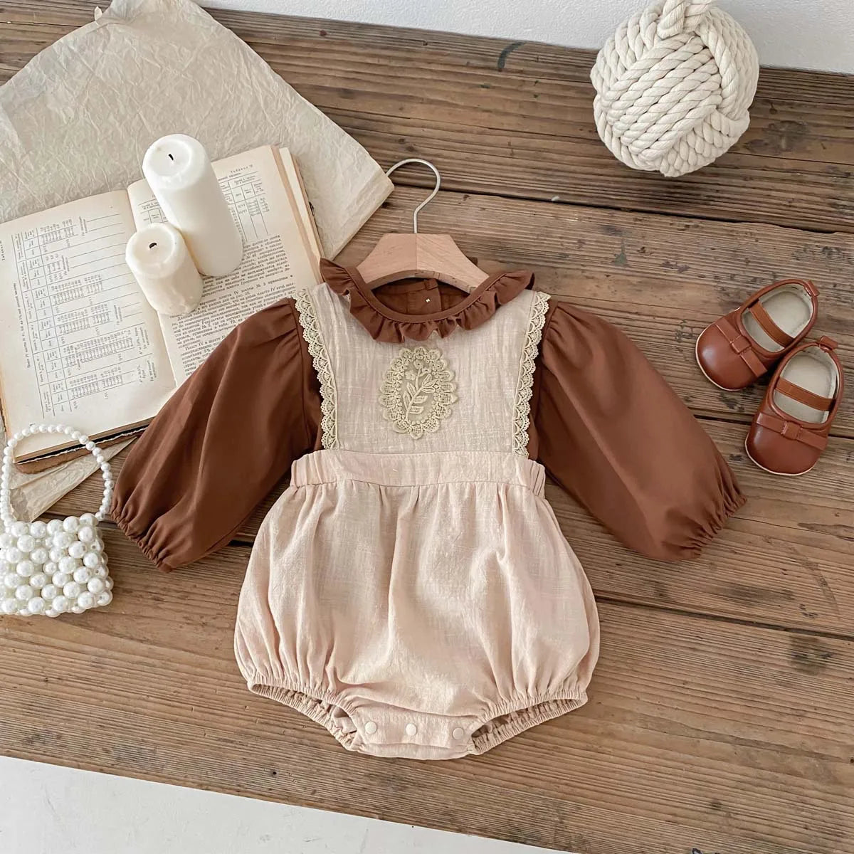 French Ruffle Lace Embroidery Blouse and Romper