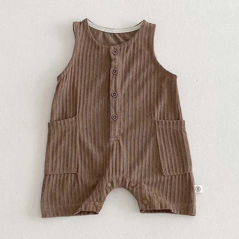 Sleeveless Cotton Striped Romper