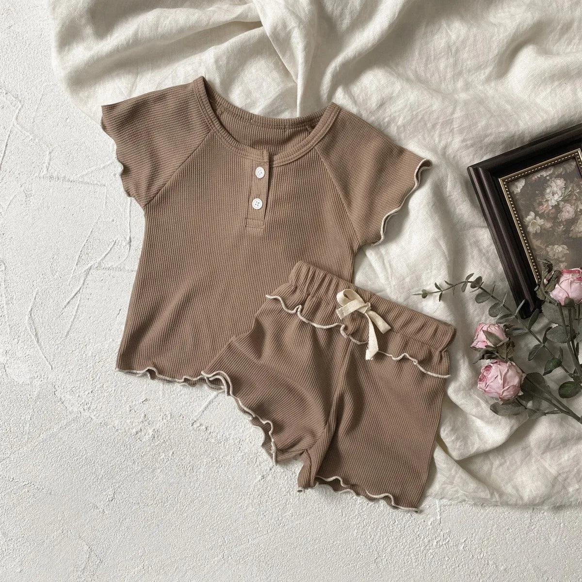 Waffle Knit Wave Edge Set