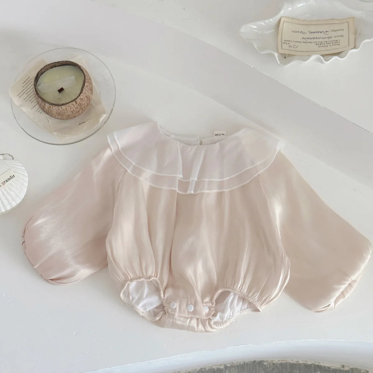 Apricot Mesh Collar Romper