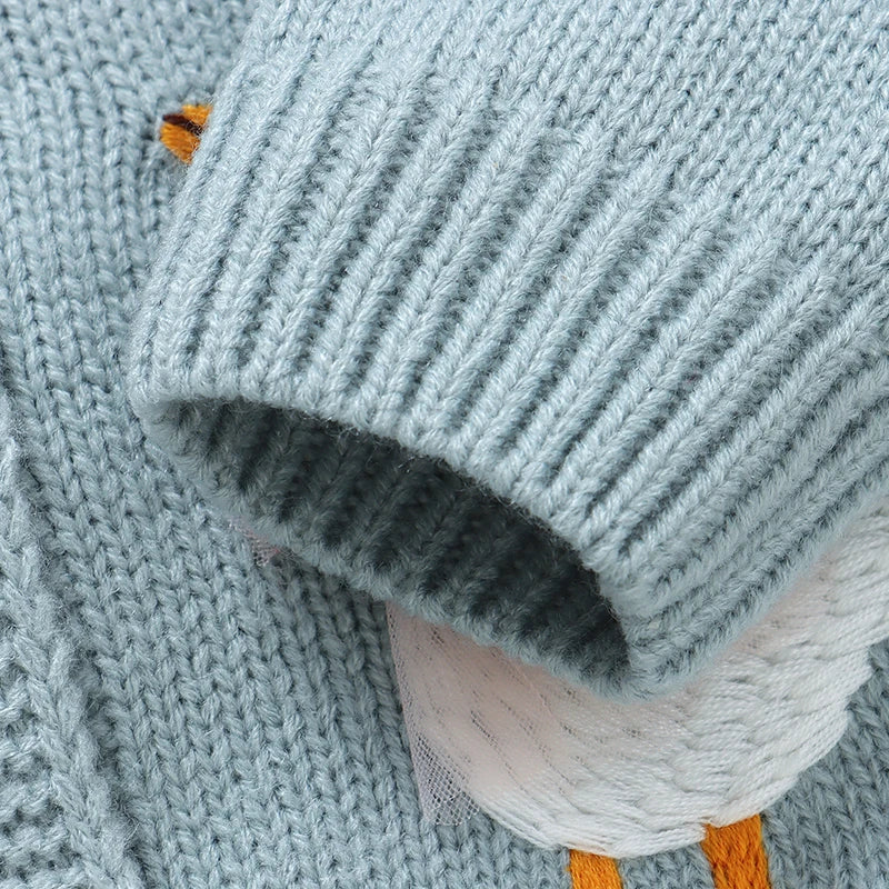 Goose Bow Embroidery Knit Cardigan
