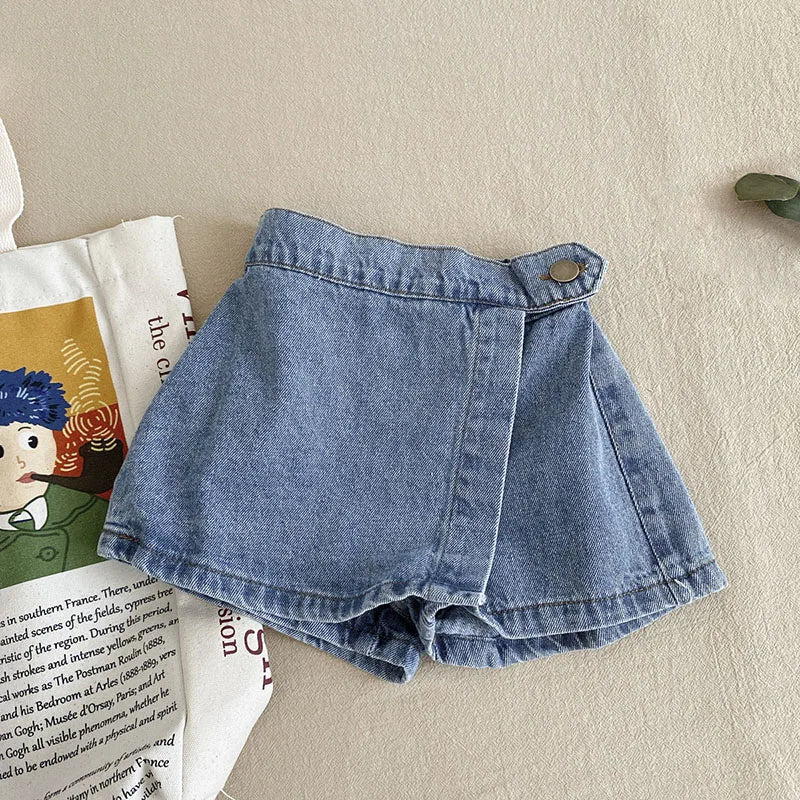 Denim Elastic Waist Skort