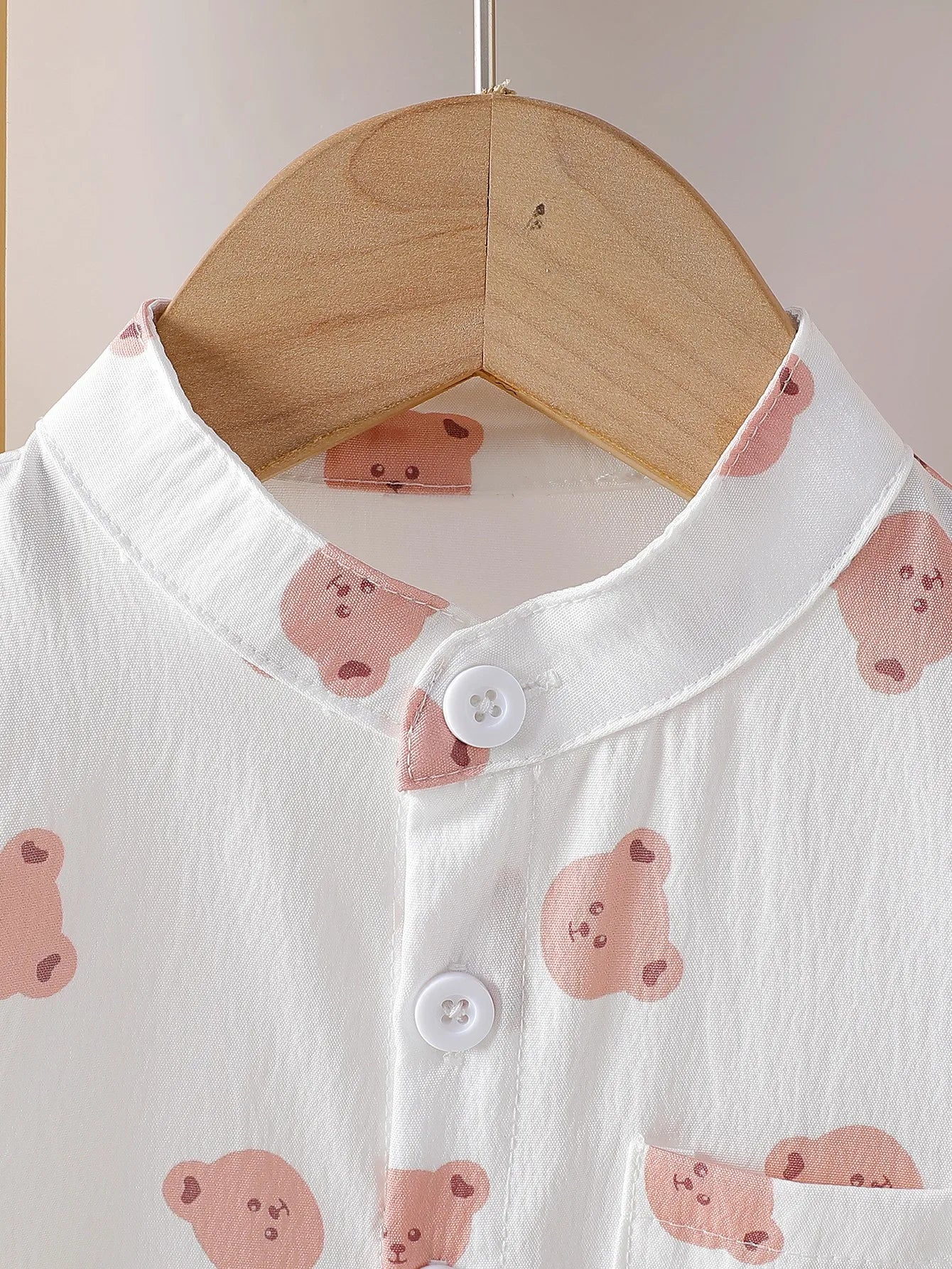 Bear Print Button Down Set