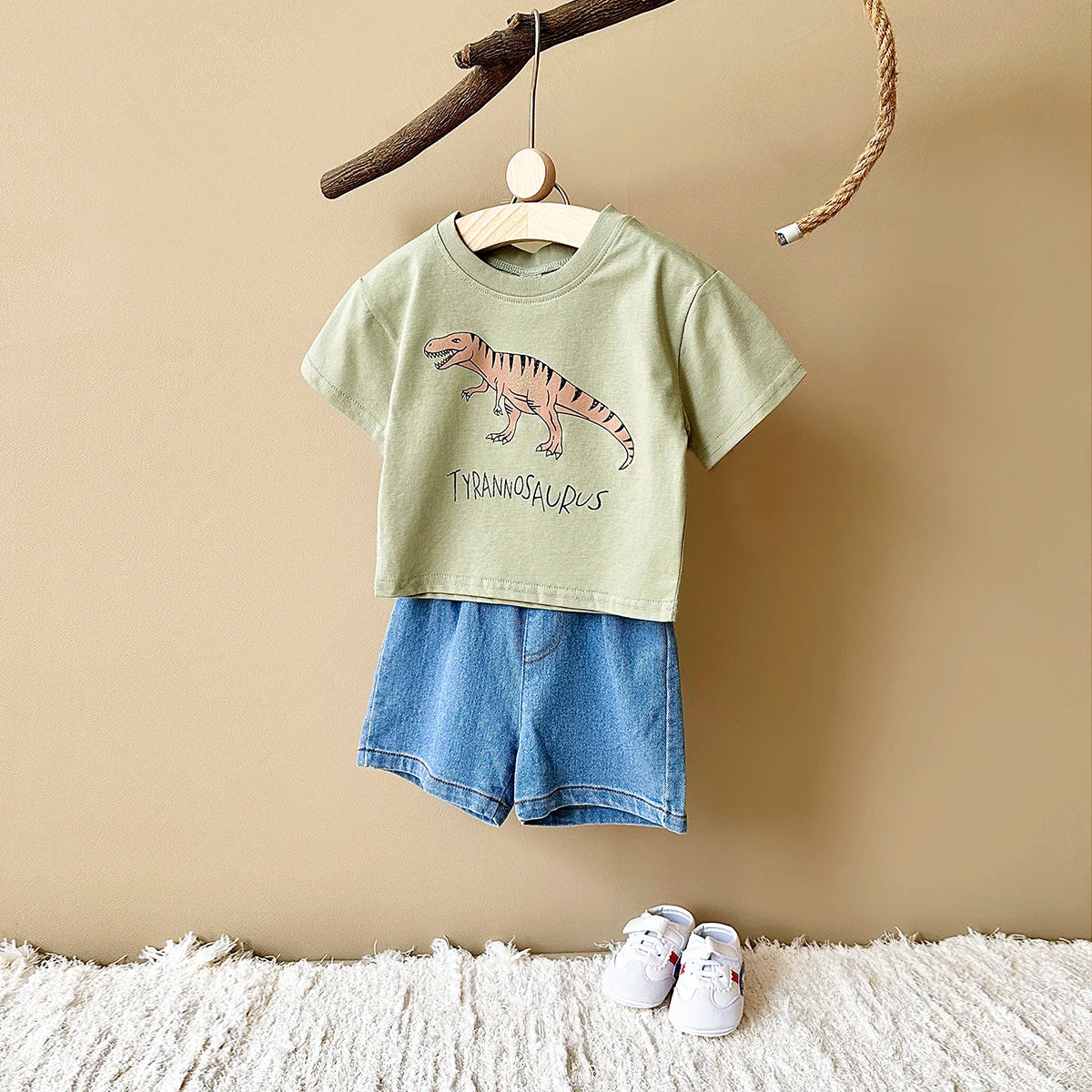 Dinosaur Print Denim Set