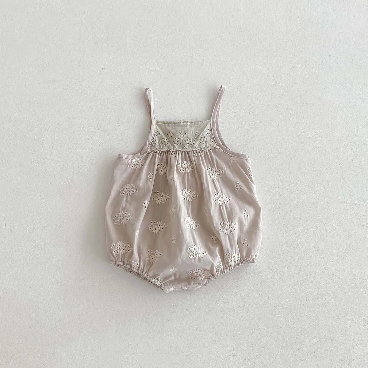 Hollowed-out Floral Romper